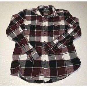 American Eagle Flannel Shirt Mens M Long Sleeve Plaid Button Down  Burgundy